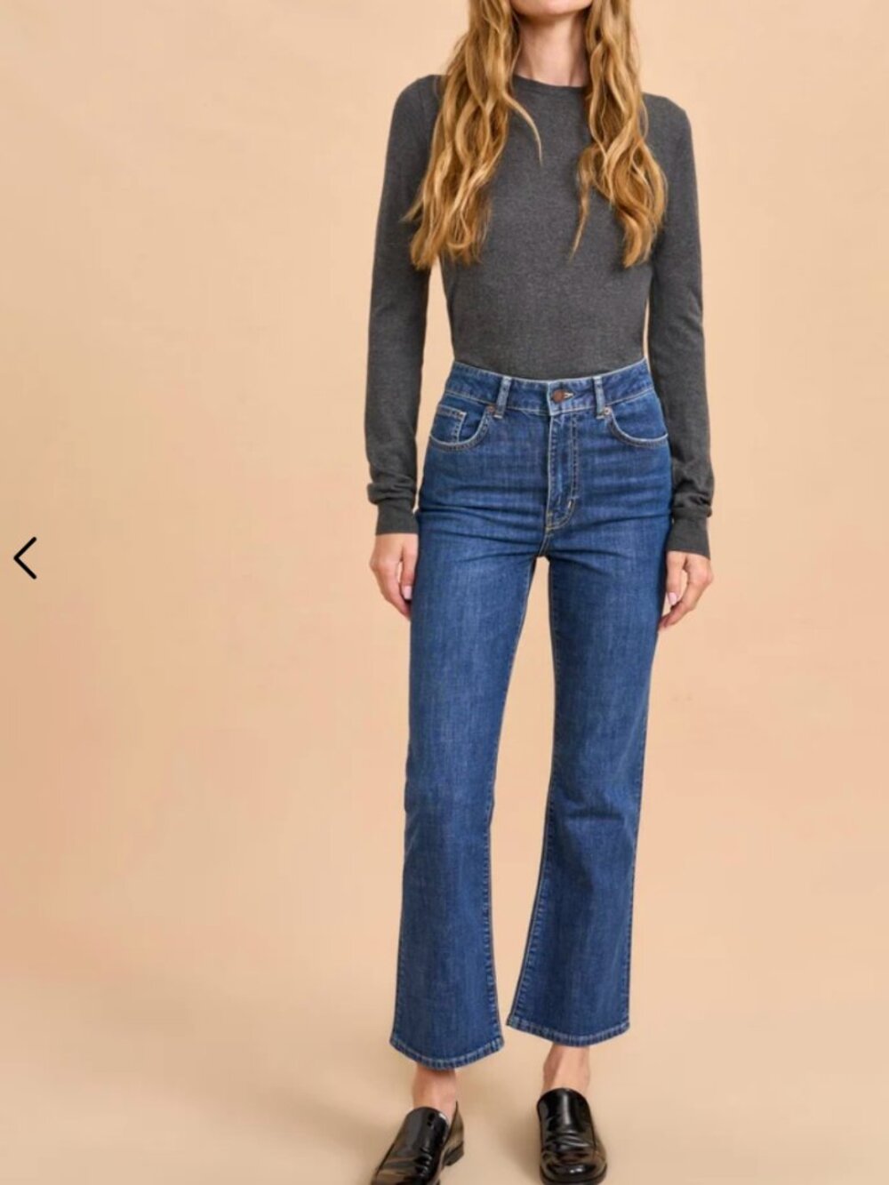 La Ligne Meredith High Rise Cropped Flare Jeans Dark Wash